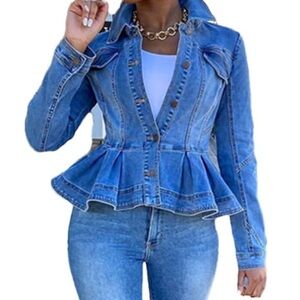 Women’s Denim Jacket Ruffle Hem Size XXL